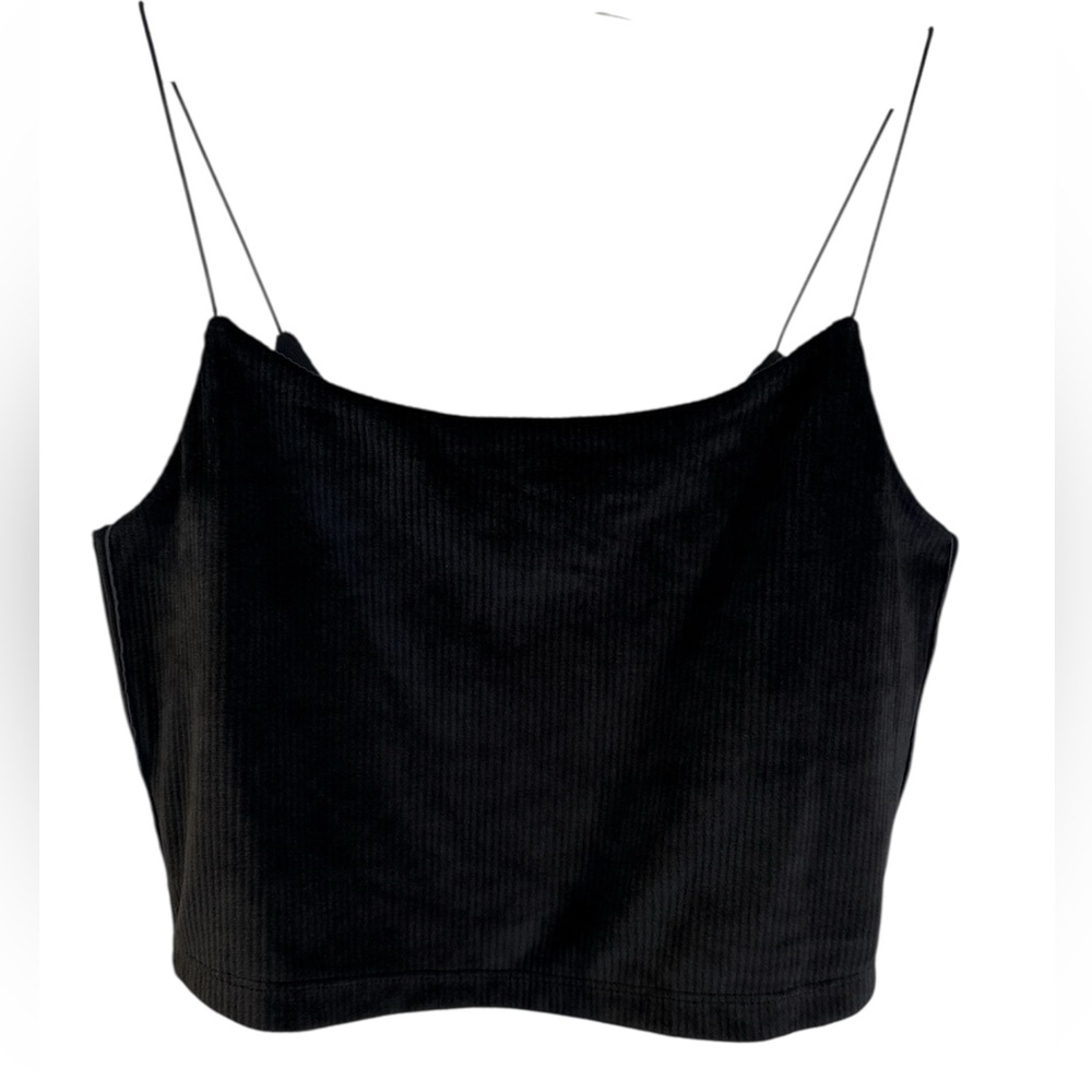 Women’s Victoria's Secret Black Ribbed Velour Camisole Top, Size M.